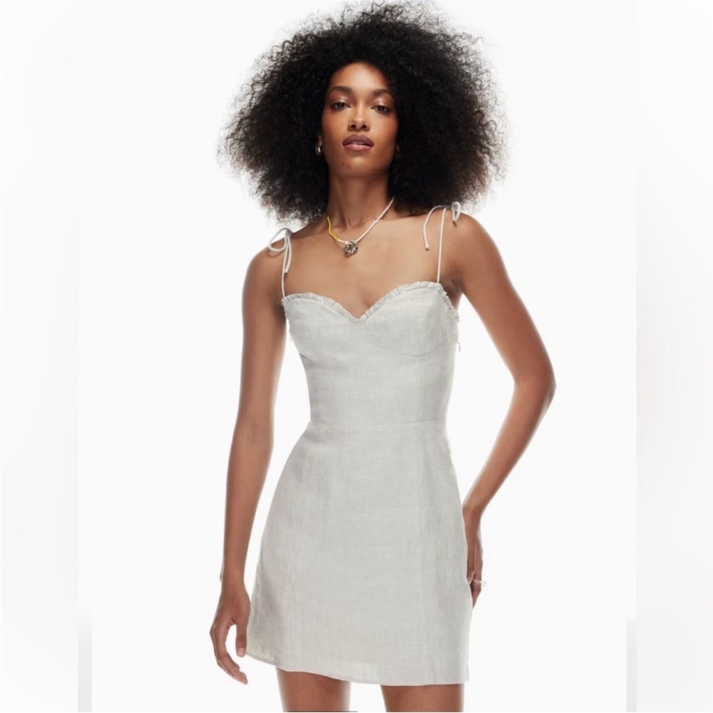 Aritzia Wilfred Fable Linen Mini Dress Sage Green Size 4